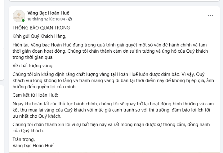 vang bac hoan hue thong bao tam dong cua