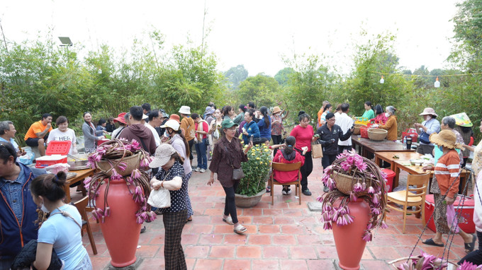 Các gian hàng tại Phiên chợ lá ấp Long Hải, xã Trường Tây, thị xã Hòa Thành, tỉnh Tây Ninh. Ảnh: Minh Phú - TTXVN