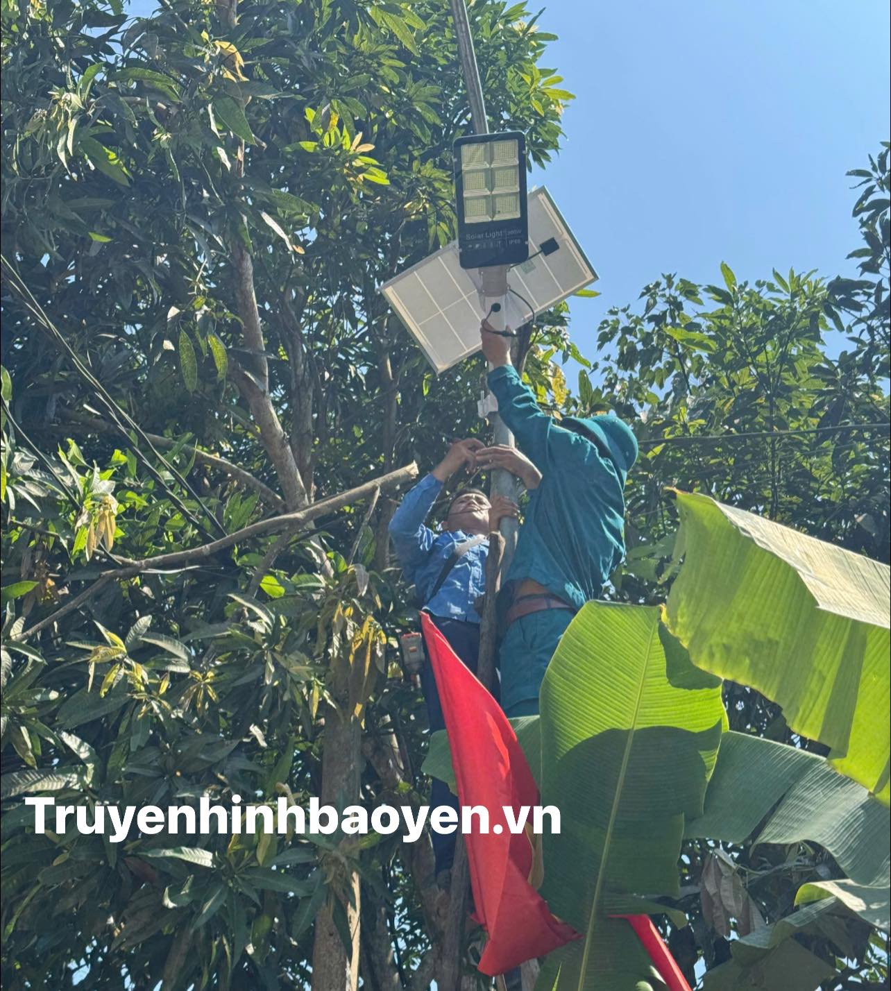 Dự án “Thắp sáng đường quê” được triển khai trên tuyến đường dài gần 2,5 km, kéo dài từ điểm tiếp giáp giữa bản Mủng và bản Khuổi Ca, men theo Quốc lộ 279 đến khu vực nhà văn hóa bản Chuân. (Ảnh Truyền Hình Bảo Yên)