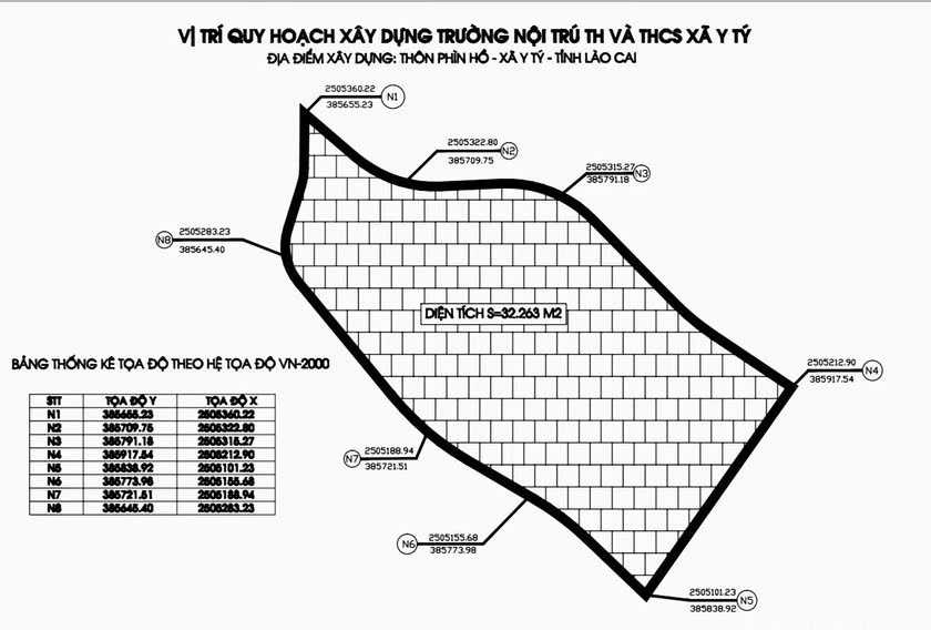 Sơ đồ dự kiến xây dựng Trường nội trú liên cấp ở xã Y Tý (Lào Cai). Ảnh: Tô Dung