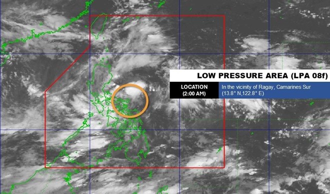Áp thấp hình thành ngay sau bão số 5, đang ở Philippines vào sáng 26.8. Ảnh: PAGASA