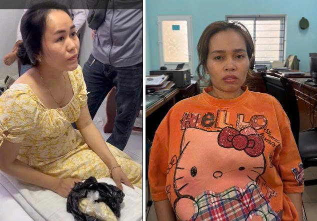 Trần Thị Thanh Tuyền (bên trái) và Nguyễn Thị Thúy bị bắt giữ