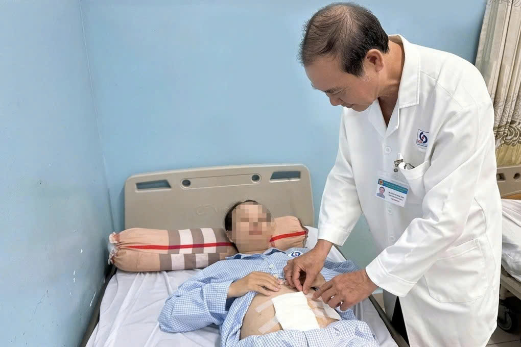 Chị M. tại bệnh viện (Ảnh: BV).