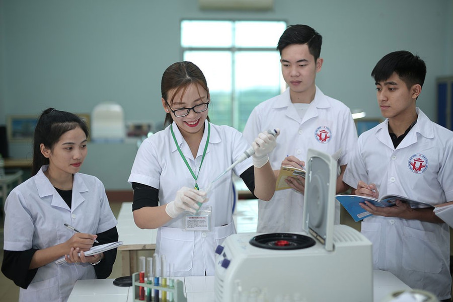 Sinh viên nghiên cứu khoa học tại Trường ĐH Hùng Vương (Phú Thọ).