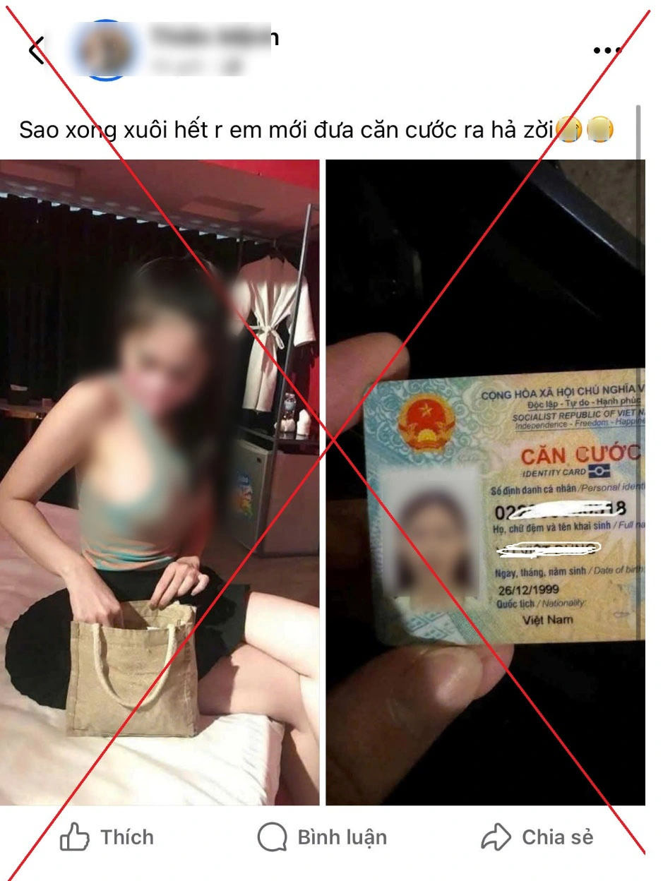 Xử lý tài khoản Facebook đăng ảnh cắt ghép, bôi nhọ danh dự người khác 1 Bài đăng có hình ảnh cắt ghép, thông tin sai sự thật nhằm “câu like”, “câu view" (Ảnh: Công an cung cấp).