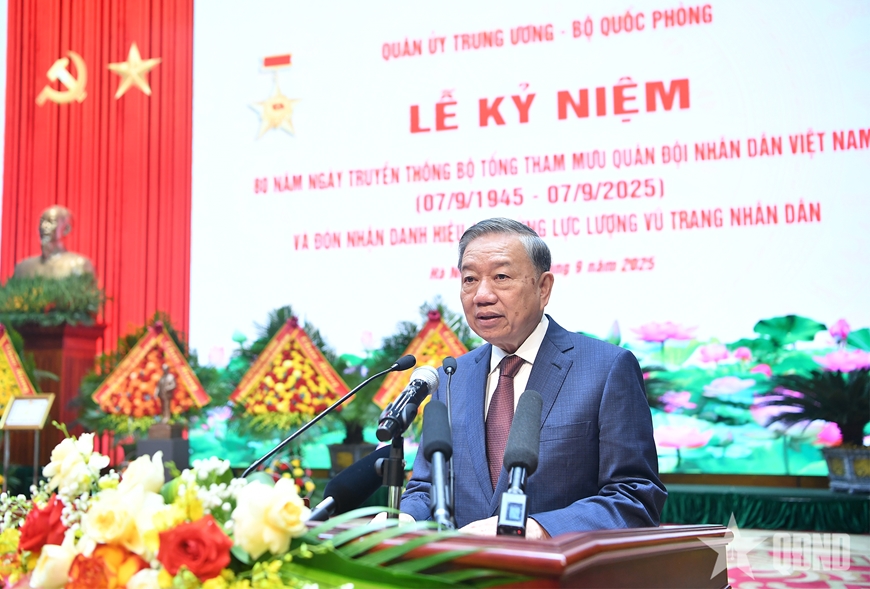 Phát biểu của Tổng Bí thư Tô Lâm tại Lễ kỷ niệm 80 năm Ngày truyền thống Bộ Tổng Tham mưu QĐND Việt Nam- Ảnh 1. Phát biểu của Tổng Bí thư Tô Lâm tại Lễ kỷ niệm 80 năm Ngày truyền thống Bộ Tổng Tham mưu QĐND Việt Nam- Ảnh 1.