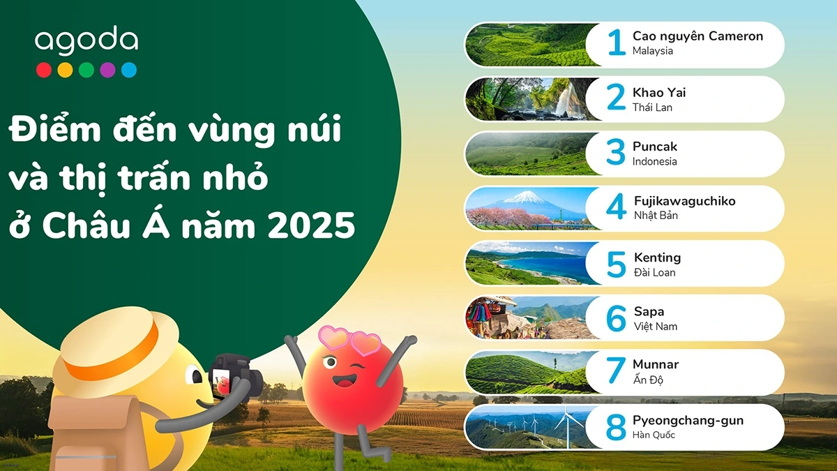 Sa Pa lọt top điểm đến vùng núi hấp dẫn nhất châu Á 1 Danh sách các "Điểm đến vùng núi và thị trấn nhỏ ở châu Á năm 2025" của Agoda.