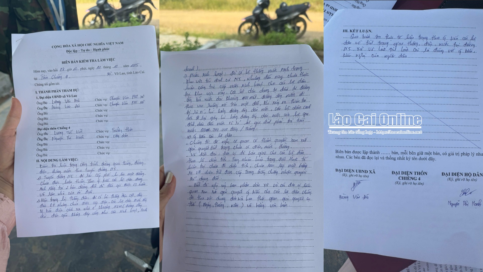 Khu đấu giá đất N5 Võ Lao: Bao giờ người dân mới có điện nước để ở? 2 Biên bản làm việc kiểm tra hiện trạng của đại diện UBND Xã Võ Lao với người dân