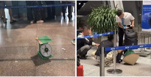 Cục Hàng không yêu cầu hãng bay không để cân hành lý gây phiền hà hành khách 1 Hình ảnh cân hành lý trước quầy làm thủ tục lên máy bay ẢNH CẮT TỪ VIDEO: TÔ MẠNH CƯỜNG