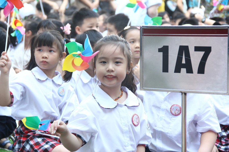 Học sinh Trường Tiểu học Vĩnh Tuy (Vĩnh Hưng, Hà Nội). Ảnh: TG