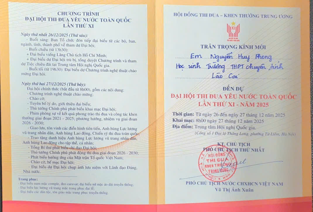 Học sinh Chuyên Lào Cai dự Đại hội Thi đua yêu nước toàn quốc: Niềm tự hào từ trí tuệ trẻ vùng cao 4 605053513 1285341186964054 8036657452423878141 n