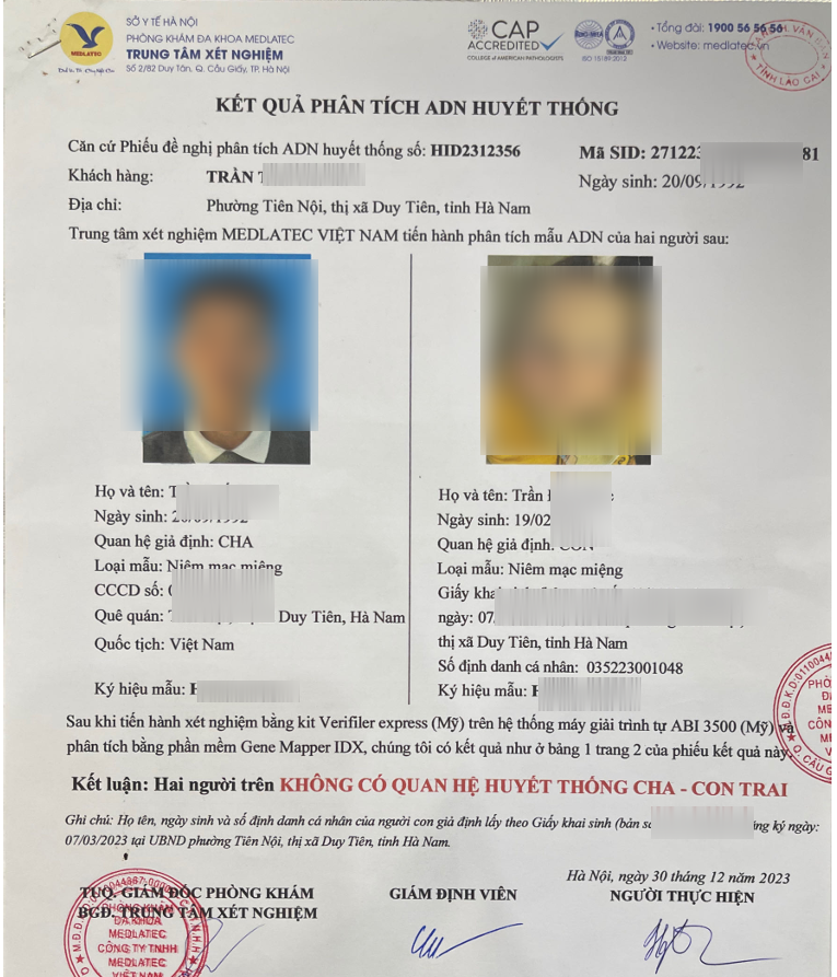 Văn Bàn: Xét nghiệm ADN, người cha phát hiện hai con không cùng huyết thống 5 Anh chup man hinh 2025 12 06 171114 1