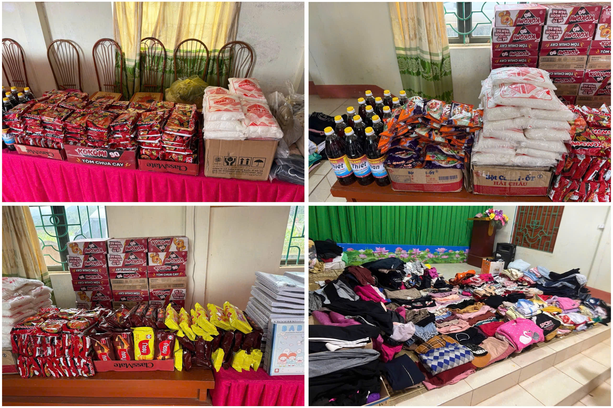 Cac nhu yeu pham va quan ao duoc chuan bi chu dao tai Gian hang 0 dong – Xuan yeu thuong san sang trao tang nguoi dan co hoan canh kho khan gop phan mang Tet am ap den voi moi nha