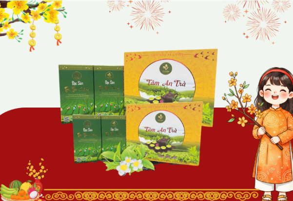 Xuân Trà Thịnh Vượng – Ưu Đãi Quà Tết Dành Cho Doanh Nghiệp của HTX Tâm Trà Việt 4 Set “Tâm An Trà” gửi gắm lời chúc bình an, thư thái, giúp người nhận tìm thấy sự cân bằng sau năm làm việc vất vả.