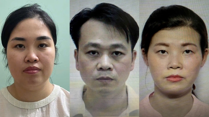 Khởi tố dàn lãnh đạo Đức Giang, cổ phiếu DGC giảm sàn 5 Bị can Phạm Thị Bích Phương, Trần Minh Tuấn, Nguyễn Thị Phương Thảo (từ trái qua) - Ảnh: Bộ Công an