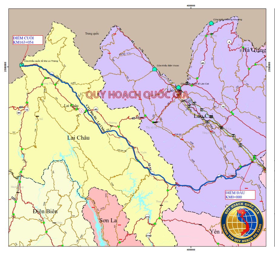 Đề xuất cấp 100 tỷ chuẩn bị cao tốc Bảo Hà - Lai Châu 1 Bản đồ dự kiếm tuyến cao tốc Bảo Hà - Lai Châu: Ảnh Quy Hoạch Quốc Gia