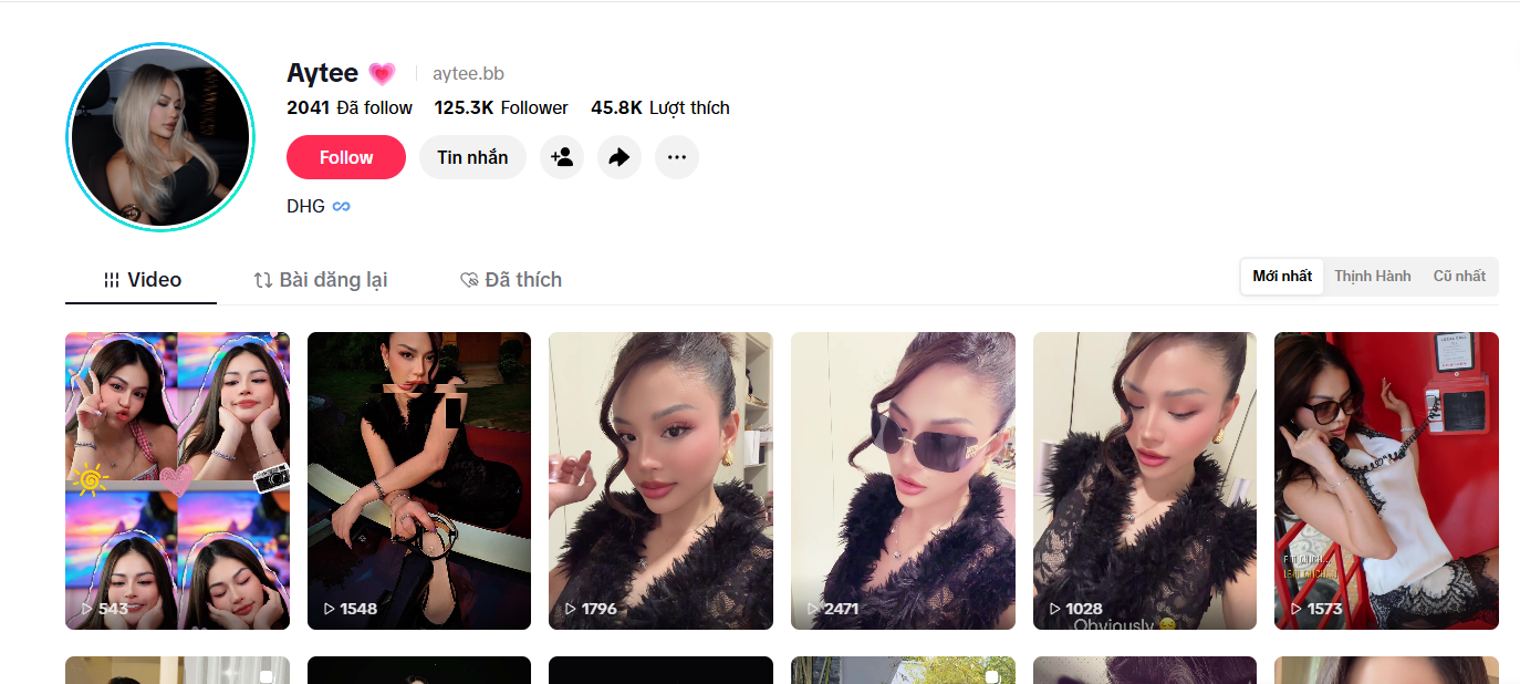 Aytee thu hút hàng trăm nghìn người theo dõi trên tiktok