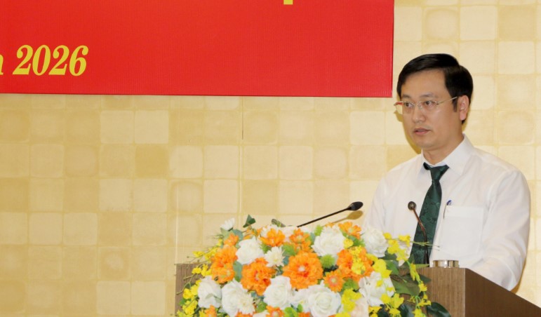 Đồng chí Trần Xuân Cường phát biểu nhận nhiệm vụ Giám đốc Trung tâm Xúc tiến đầu tư, thương mại và du lịch tỉnh Lào Cai.
