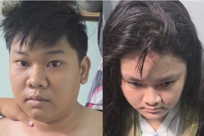 Hùng và Ngọc bị công an bắt giữ (Ảnh: M.H.).