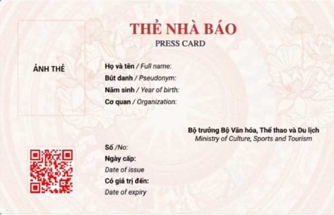 Công Bố Mẫu Thẻ Nhà Báo 2026 Với Mã QR Xác Thực Thông Tin Theo Thời Gian Thực 2 Mẫu thẻ nhà báo 2026 do Bộ VHTTDL công bố. Ảnh: Bộ VHTTDL.