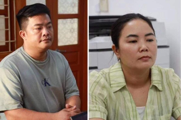 Hải Sapa TV bị bắt khách mua thịt trâu sấy có được hoàn lại tiền 1 Bị can Vũ Hoàng Hải và vợ tại cơ quan điều tra. Ảnh: Công an Lào Cai.