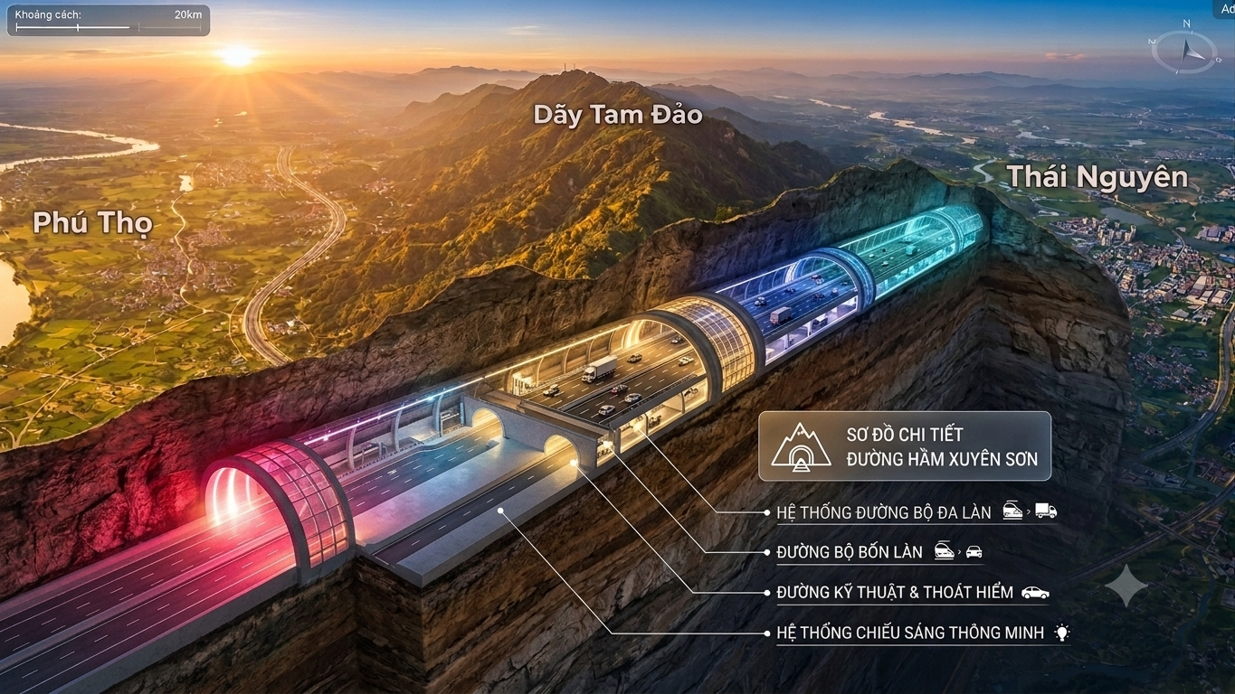 Thống nhất đầu tư đường hầm Tam Đảo gần 5.800 tỷ đồng, rút ngắn 40 km kết nối vùng 2 Ảnh minh họa