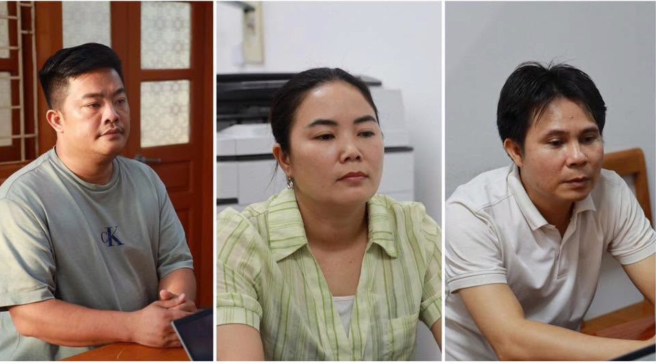 Từ trái qua: Vũ Hoàng Hải, Bùi Thị Kim Tuyên và Phạm Văn Hà - Ảnh: Bộ Công an